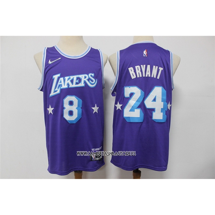 Kobe Bryant NO 8 24 Camiseta Los Angeles Lakers Ciudad Edition 2021-22 Violeta